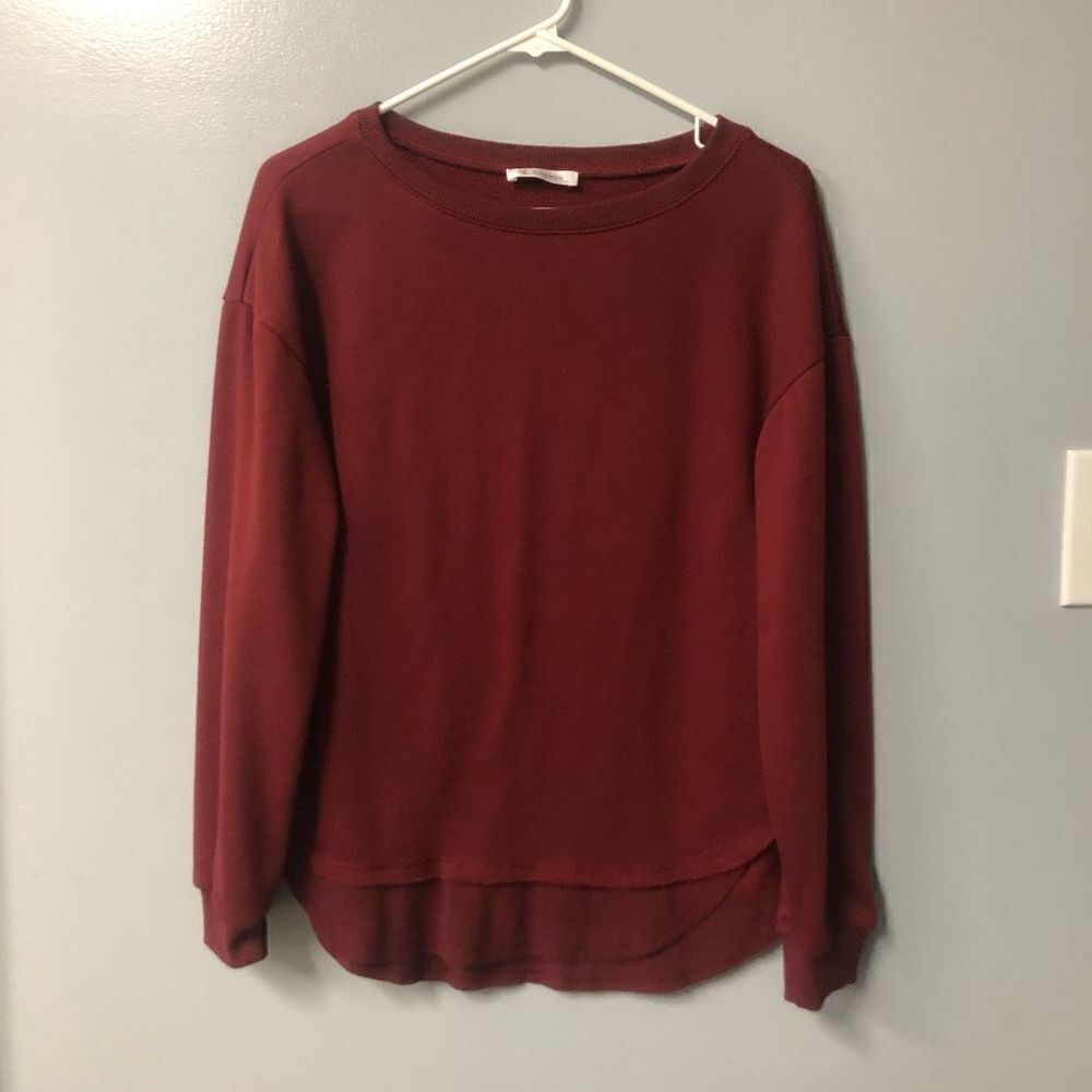 red kirundo sweater shirt layered long sleeve round neck size medium cotton poly